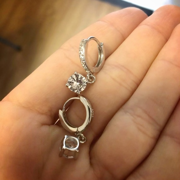 925 Silver Zircon Diamond Earrings - Picture 11 of 16